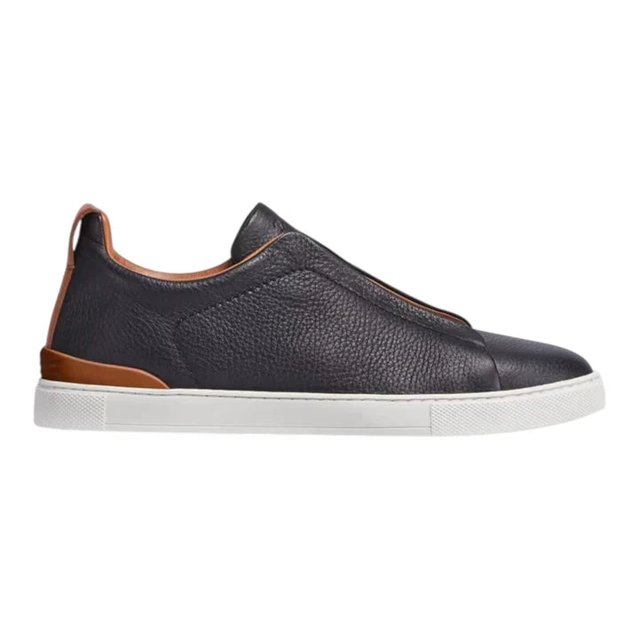 Zegna BLACK DEERSKIN TRIPLE STITCH™ SNEAKERS Black