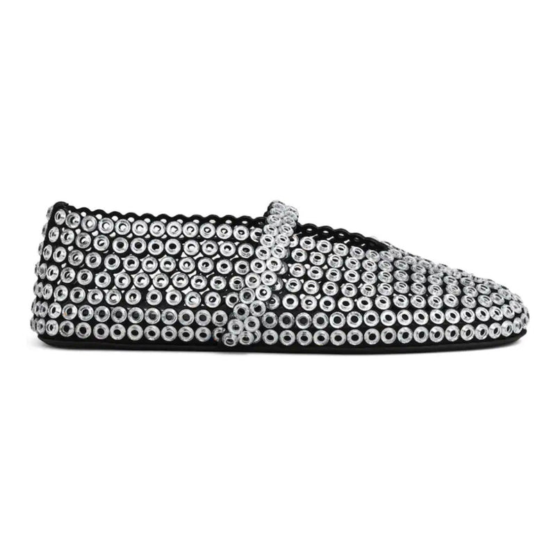 ALAÏA Glass-Embellished Ballet Flats 'Silver'