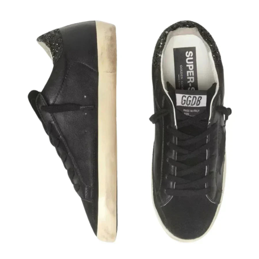 Golden Goose Superstar – Black Glitter Heel