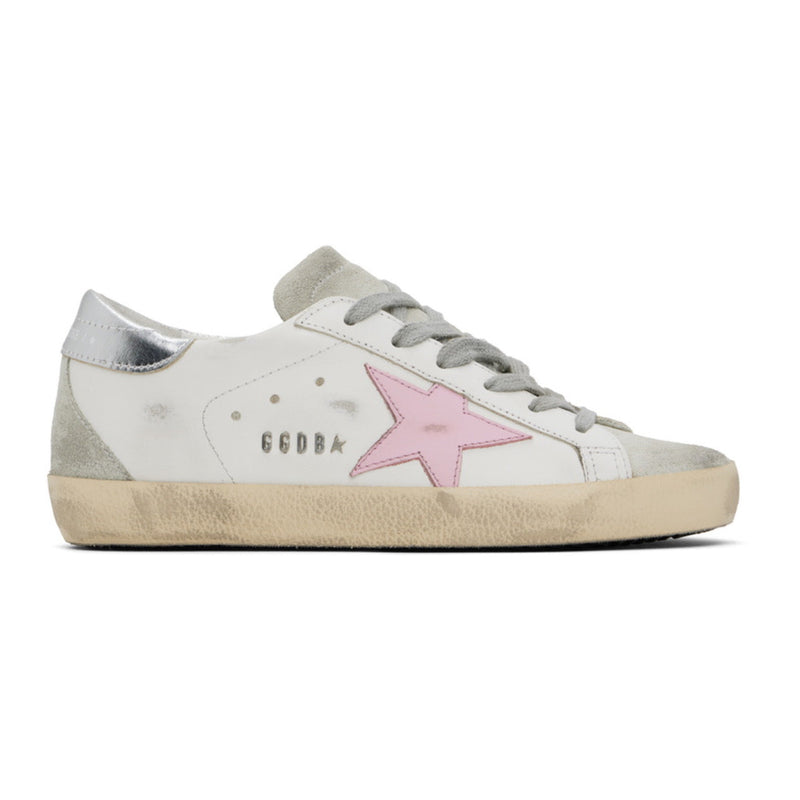 Golden Goose White & Gray Super-Star Classic Sneakers