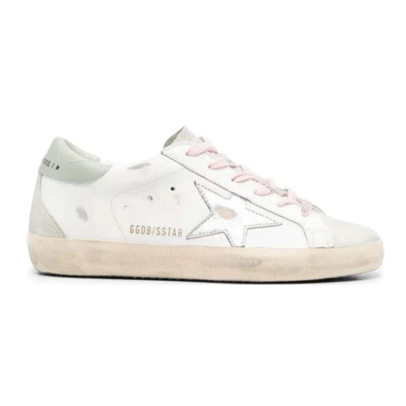 Golden Goose Super-Star Leather Sneakers – White Silver Aqua